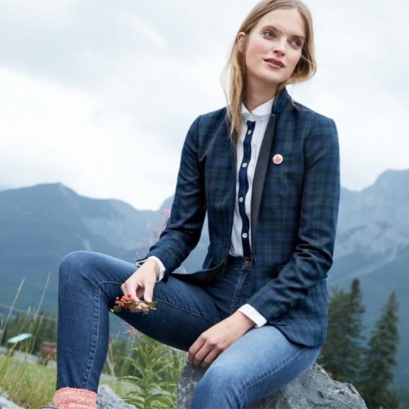 New J. Crew Regent Plaid Blazer Jacket 100% Wool Sz 4 - Picture 2 of 9